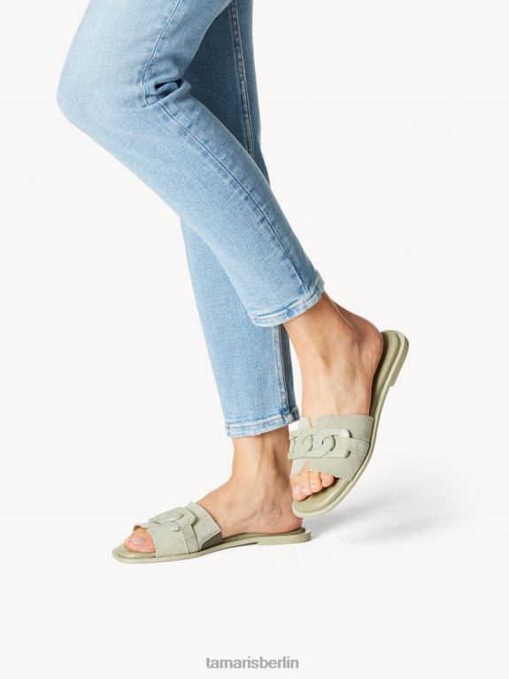 de Tamaris Frauen Leder-Pantolette - grün/weicher Salbei uni 0LHV41205 Schuhe