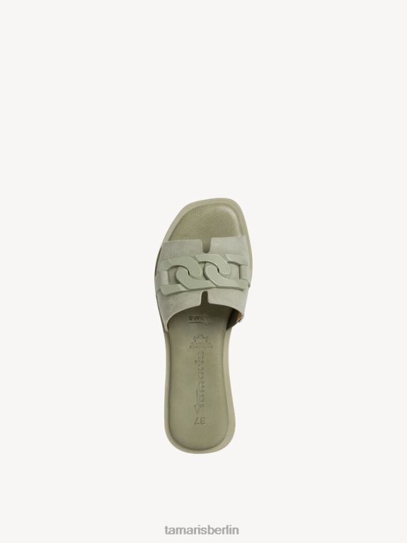 de Tamaris Frauen Leder-Pantolette - grün/weicher Salbei uni 0LHV41205 Schuhe