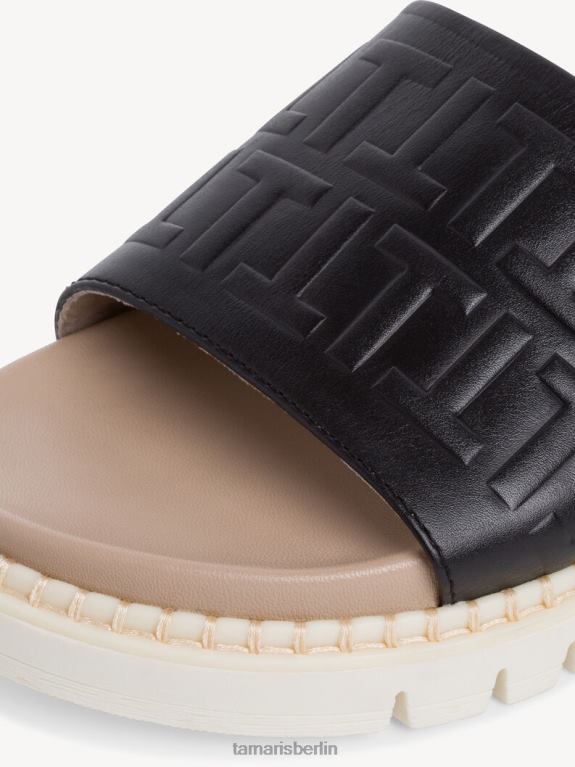 de Tamaris Frauen Leder-Pantolette – schwarz 0LHV44 Schuhe