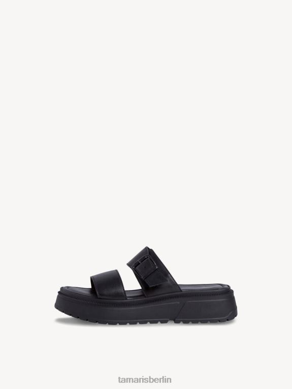 de Tamaris Frauen Leder-Pantolette - schwarz/schwarz uni 0LHV42078 Schuhe