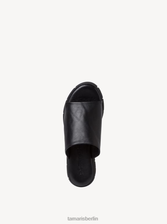 de Tamaris Frauen Leder-Pantolette - schwarz/schwarz uni 0LHV4233 Schuhe
