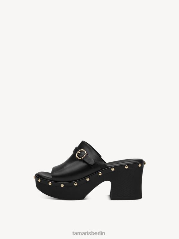 de Tamaris Frauen Leder-Pantolette - schwarz/schwarz uni 0LHV4329 Schuhe