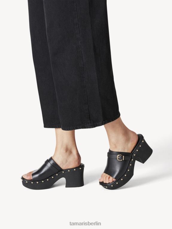 de Tamaris Frauen Leder-Pantolette - schwarz/schwarz uni 0LHV4329 Schuhe