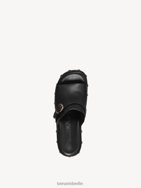 de Tamaris Frauen Leder-Pantolette - schwarz/schwarz uni 0LHV4329 Schuhe