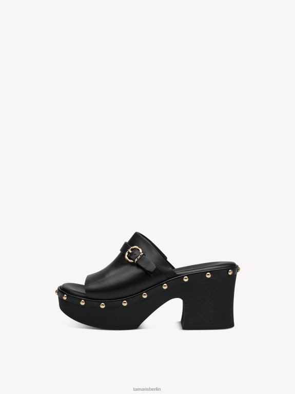de Tamaris Frauen Leder-Pantolette - schwarz/schwarz uni 0LHV4329 Schuhe