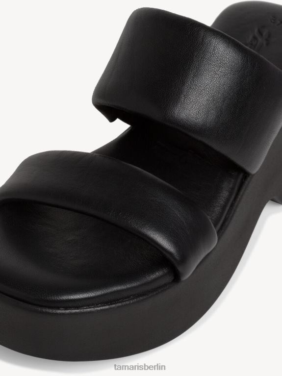 de Tamaris Frauen Leder-Pantolette - schwarz/schwarz uni 0LHV4347 Schuhe