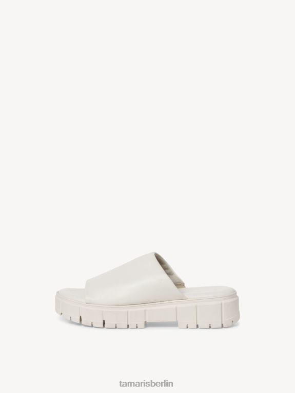 de Tamaris Frauen Leder-Pantolette - weiß/offwhite uni 0LHV4461 Schuhe
