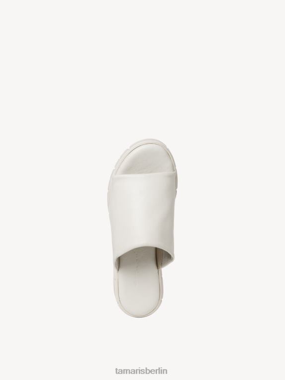 de Tamaris Frauen Leder-Pantolette - weiß/offwhite uni 0LHV4461 Schuhe