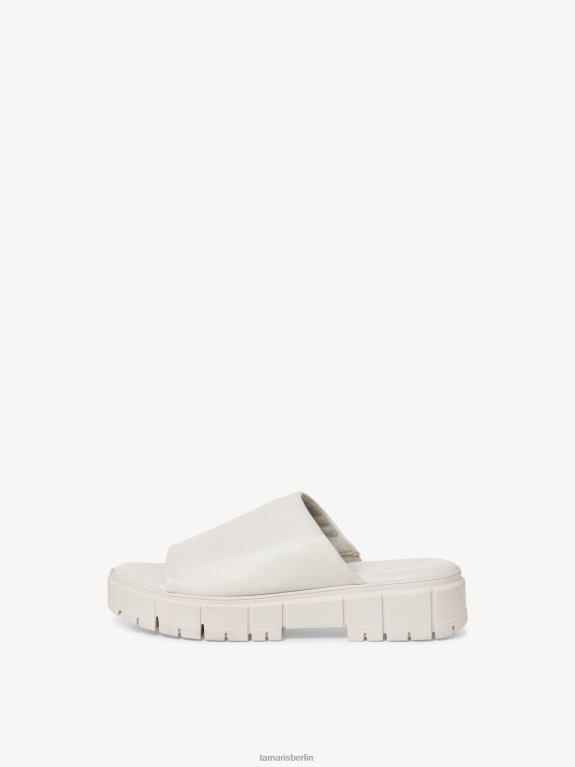 de Tamaris Frauen Leder-Pantolette - weiß/offwhite uni 0LHV4461 Schuhe