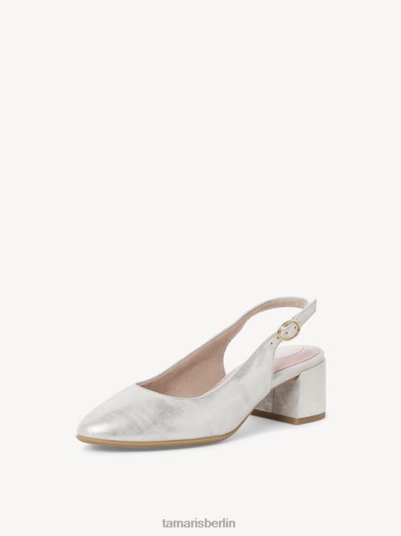 de Tamaris Frauen Leder-Sling-Pumps – Metallic/Wolkiges Gold 0LHV4726 Schuhe