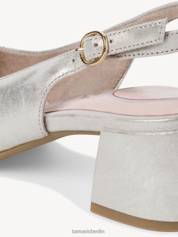 de Tamaris Frauen Leder-Sling-Pumps – Metallic/Wolkiges Gold 0LHV4726 Schuhe