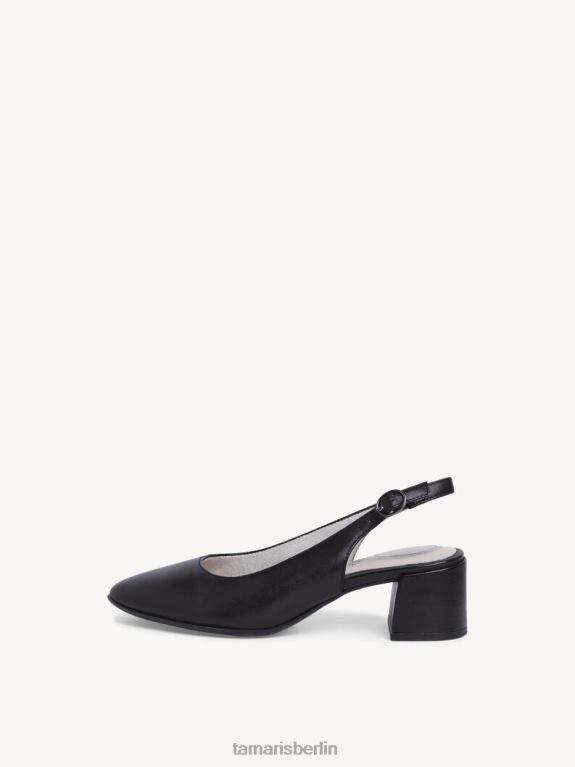 de Tamaris Frauen Leder-Sling-Pumps – Schwarz/Schwarzes Nappaleder 0LHV41228 Schuhe