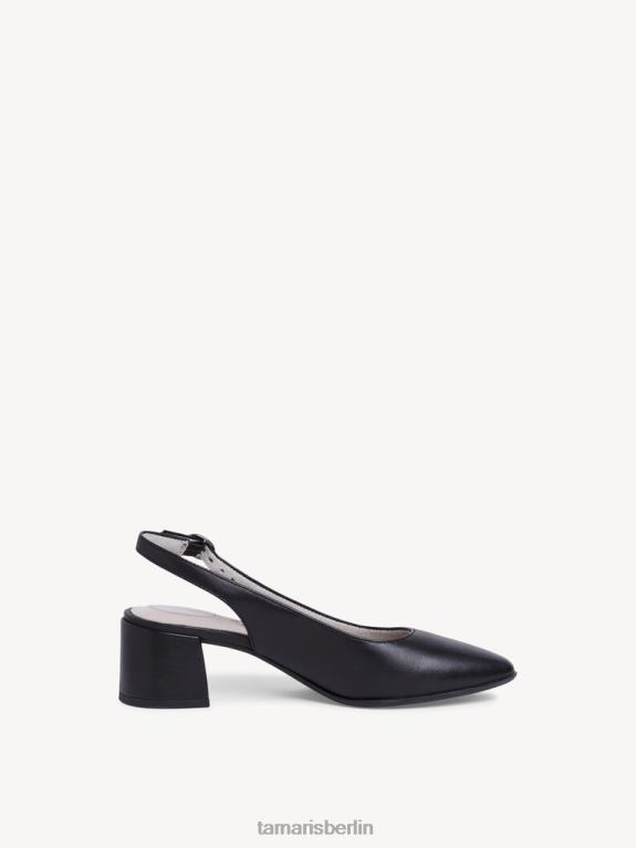 de Tamaris Frauen Leder-Sling-Pumps – Schwarz/Schwarzes Nappaleder 0LHV41228 Schuhe
