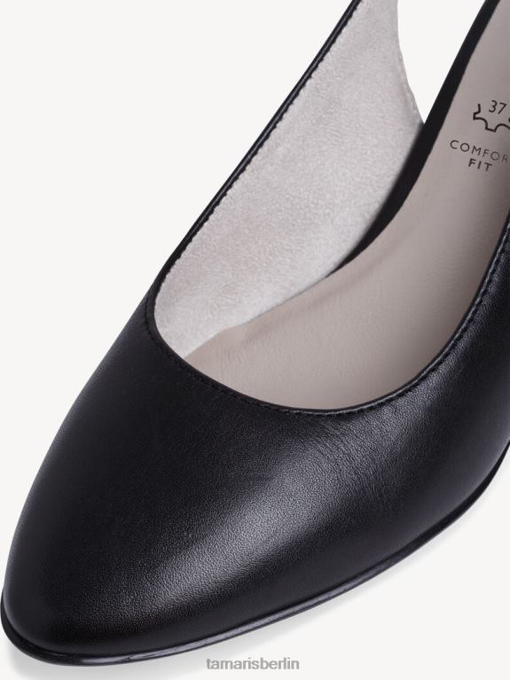 de Tamaris Frauen Leder-Sling-Pumps – Schwarz/Schwarzes Nappaleder 0LHV41228 Schuhe