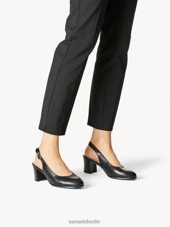 de Tamaris Frauen Leder-Sling-Pumps – Schwarz/Schwarzes Nappaleder 0LHV4850 Schuhe