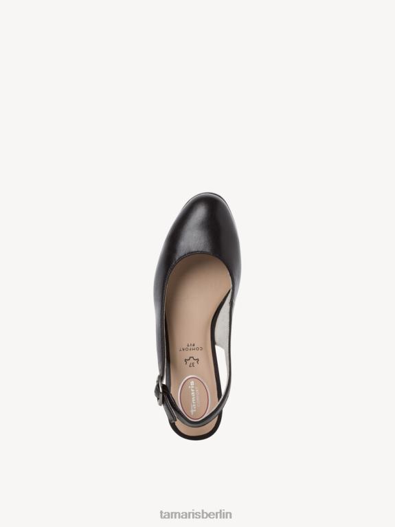 de Tamaris Frauen Leder-Sling-Pumps – Schwarz/Schwarzes Nappaleder 0LHV4850 Schuhe