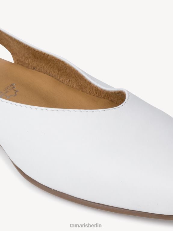 de Tamaris Frauen Leder-Sling-Pumps – weiß/weißes Leder 0LHV4921 Schuhe