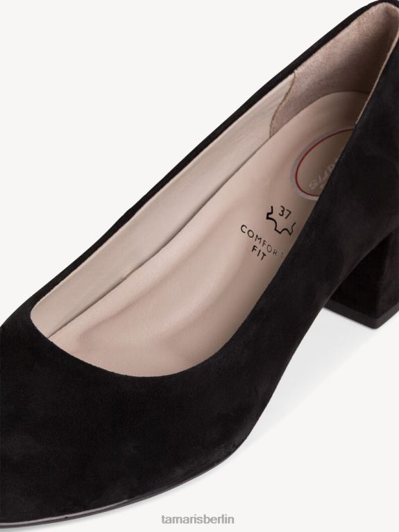 de Tamaris Frauen Lederpumps - Schwarz/Schwarzes Wildleder 0LHV41025 Schuhe