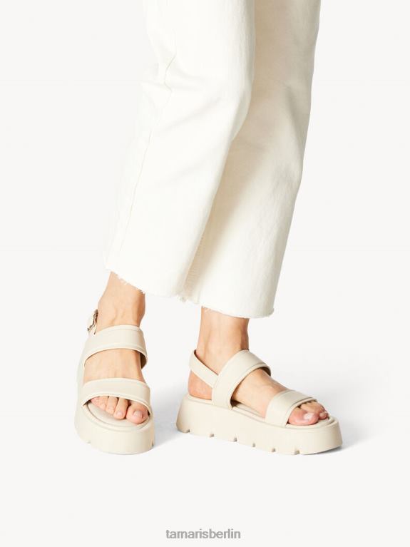 de Tamaris Frauen Ledersandale - Beige/Elfenbein uni 0LHV41506 Schuhe