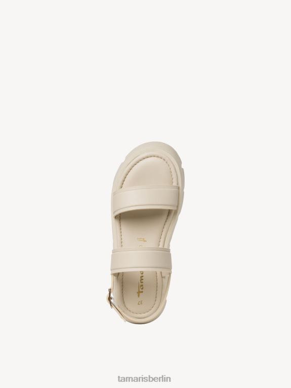 de Tamaris Frauen Ledersandale - Beige/Elfenbein uni 0LHV41506 Schuhe