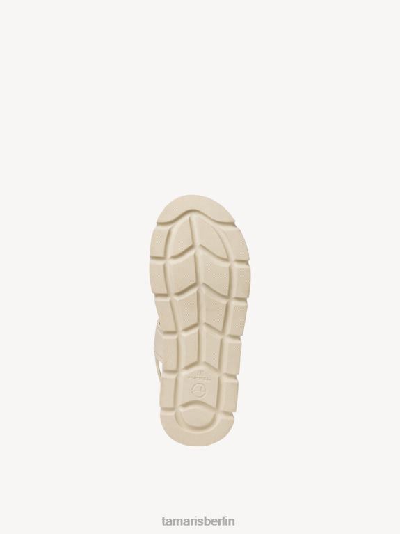 de Tamaris Frauen Ledersandale - Beige/Elfenbein uni 0LHV41506 Schuhe