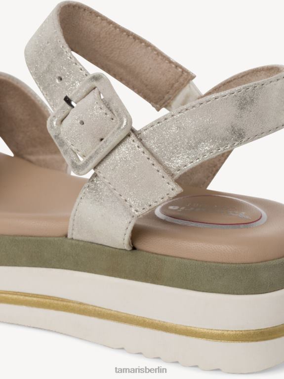 de Tamaris Frauen Ledersandale – Metallic/Wolkiges Gold 0LHV4987 Schuhe