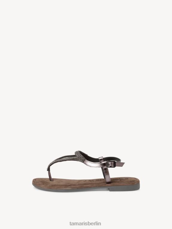 de Tamaris Frauen Ledersandale – Metallic/Zinn 0LHV41070 Schuhe