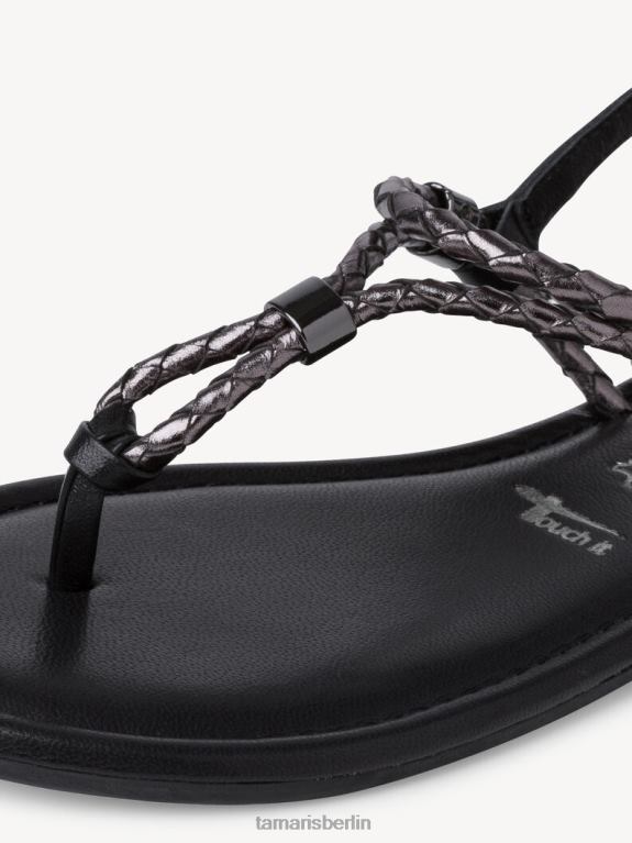 de Tamaris Frauen Ledersandale – Metallic/Zinn 0LHV41307 Schuhe