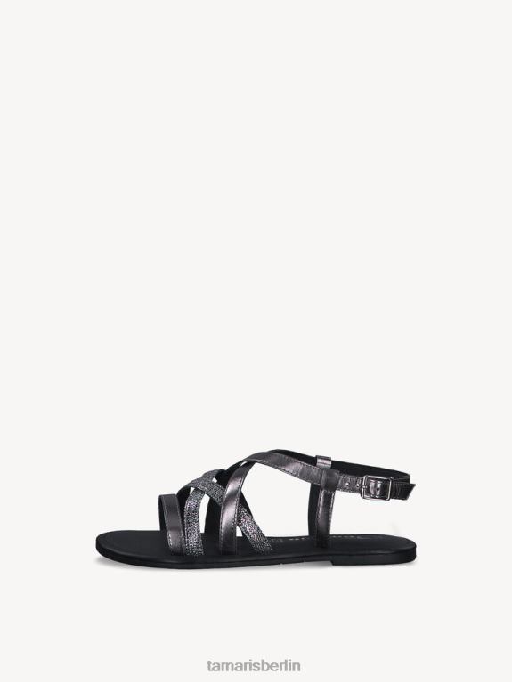 de Tamaris Frauen Ledersandale – Metallic/Zinn 0LHV4130 Schuhe