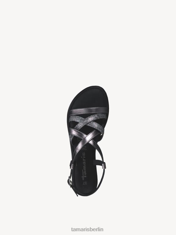 de Tamaris Frauen Ledersandale – Metallic/Zinn 0LHV4130 Schuhe