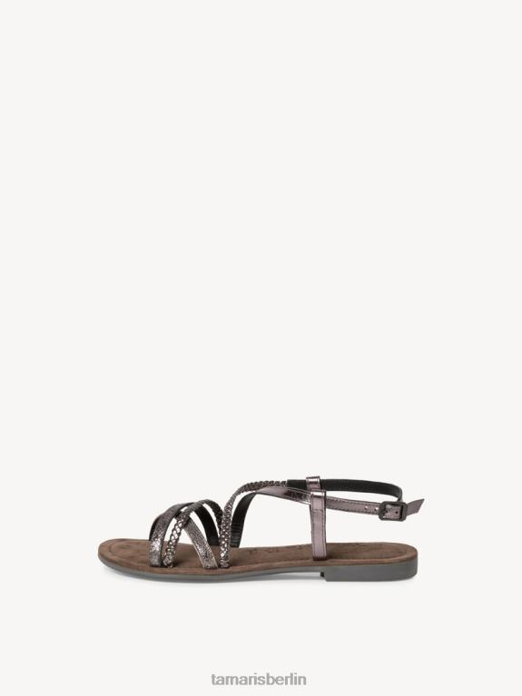 de Tamaris Frauen Ledersandale – Metallic/Zinn 0LHV4132 Schuhe