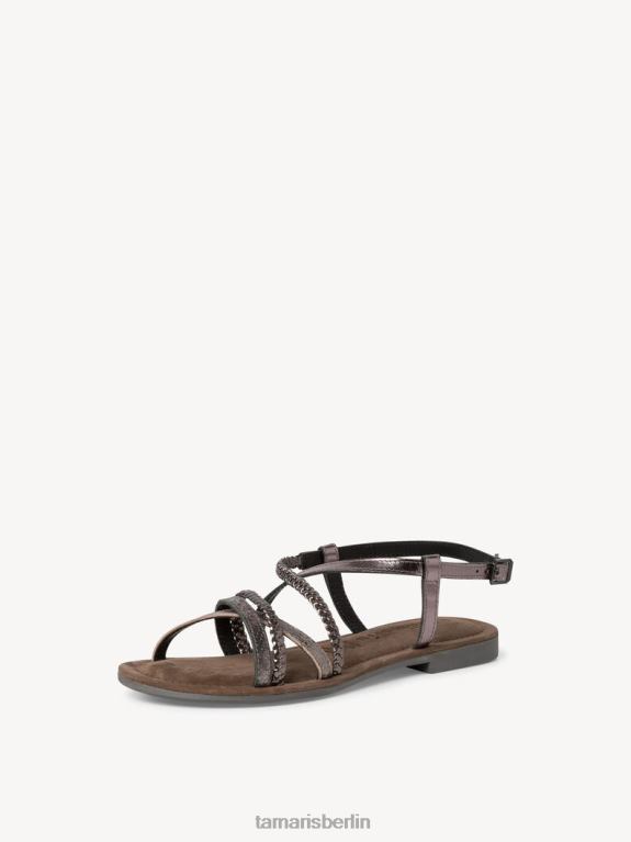 de Tamaris Frauen Ledersandale – Metallic/Zinn 0LHV4132 Schuhe