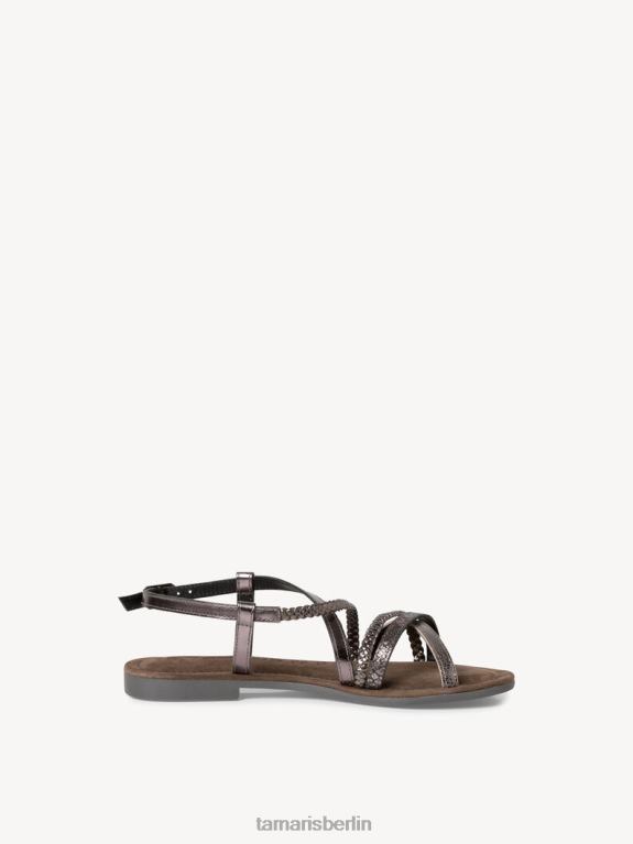 de Tamaris Frauen Ledersandale – Metallic/Zinn 0LHV4132 Schuhe