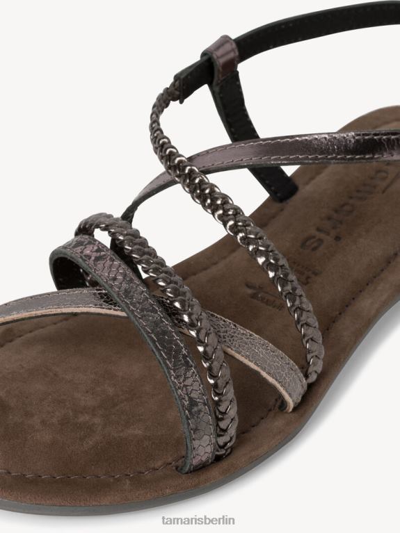 de Tamaris Frauen Ledersandale – Metallic/Zinn 0LHV4132 Schuhe