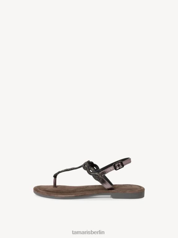 de Tamaris Frauen Ledersandale – Metallic/Zinn 0LHV4188 Schuhe