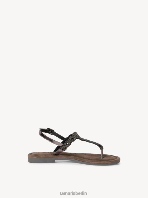 de Tamaris Frauen Ledersandale – Metallic/Zinn 0LHV4188 Schuhe