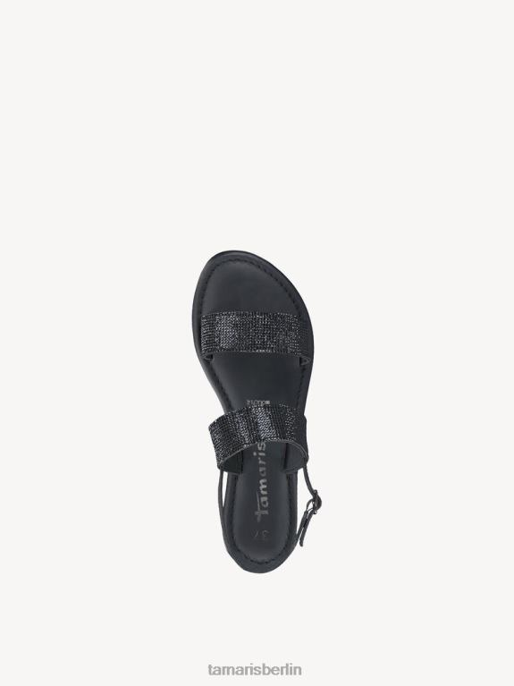 de Tamaris Frauen Ledersandale – Schwarz/Schwarz Glam 0LHV41058 Schuhe