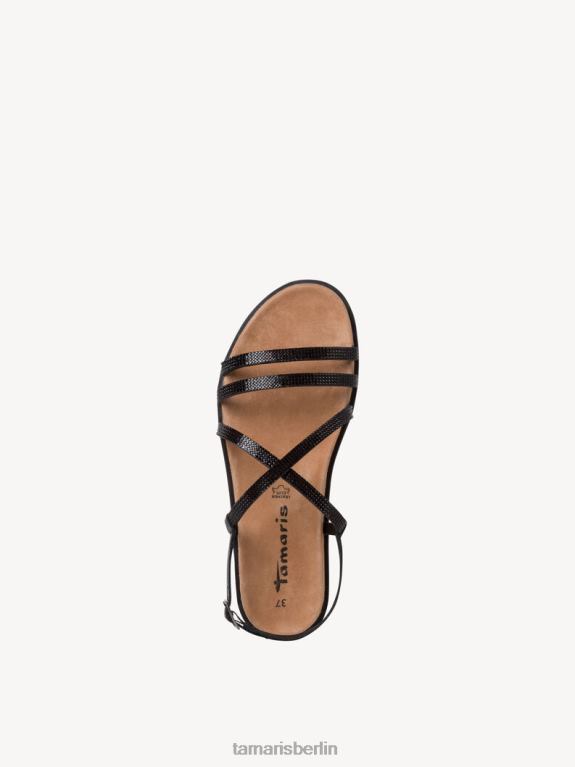 de Tamaris Frauen Ledersandale – Schwarz/Schwarz Glam 0LHV4131 Schuhe