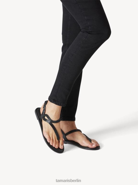 de Tamaris Frauen Ledersandale – Schwarz/Schwarz Glam 0LHV41347 Schuhe