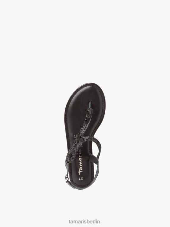 de Tamaris Frauen Ledersandale – Schwarz/Schwarz Glam 0LHV41347 Schuhe
