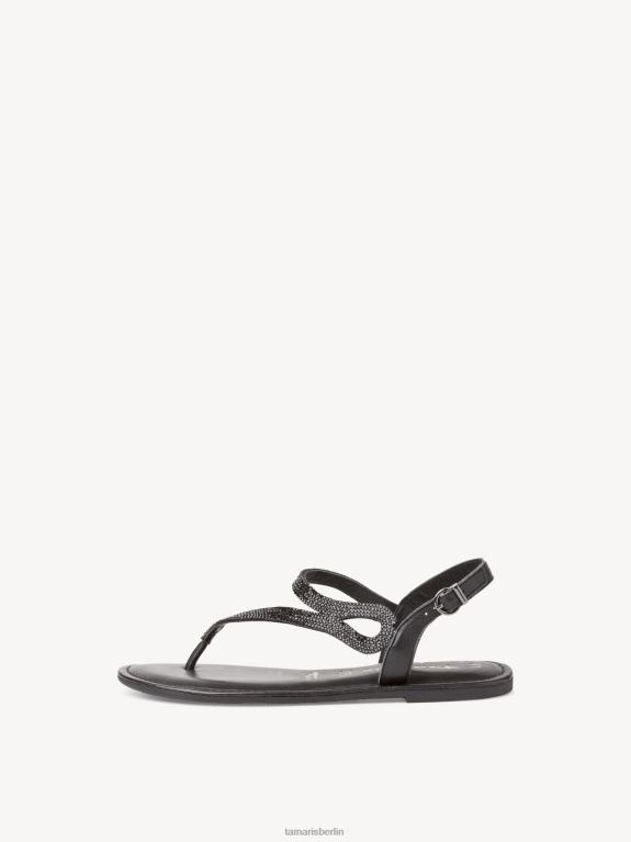 de Tamaris Frauen Ledersandale – Schwarz/Schwarz Glam 0LHV41347 Schuhe