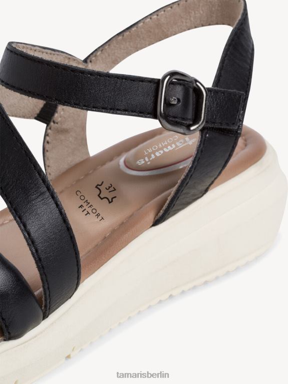 de Tamaris Frauen Ledersandale - Schwarz/Schwarz Uni 0LHV4799 Schuhe