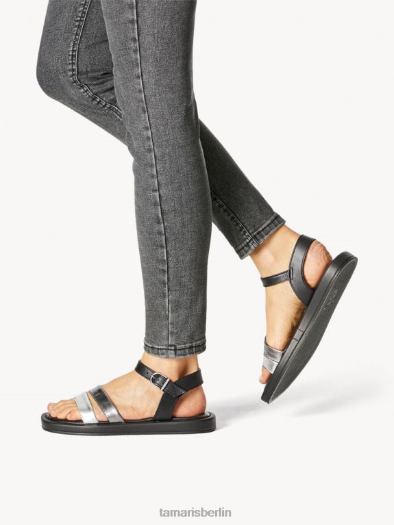de Tamaris Frauen Ledersandale - Schwarz/Schwarzkamm 0LHV41068 Schuhe
