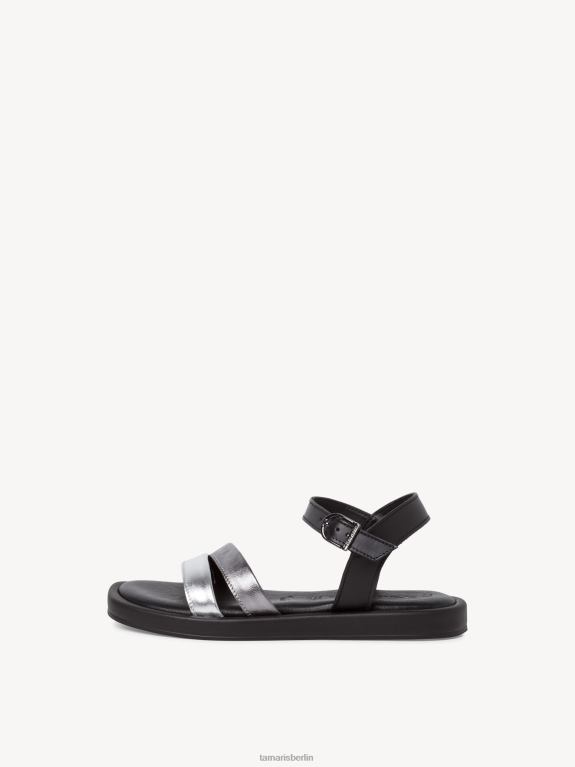 de Tamaris Frauen Ledersandale - Schwarz/Schwarzkamm 0LHV41068 Schuhe