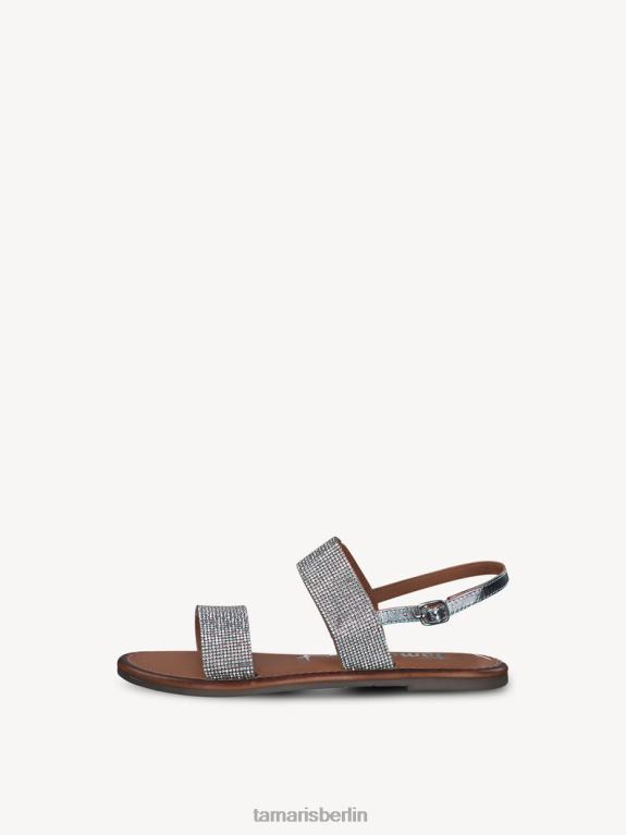 de Tamaris Frauen Ledersandale – Silber/Silberglam 0LHV41171 Schuhe