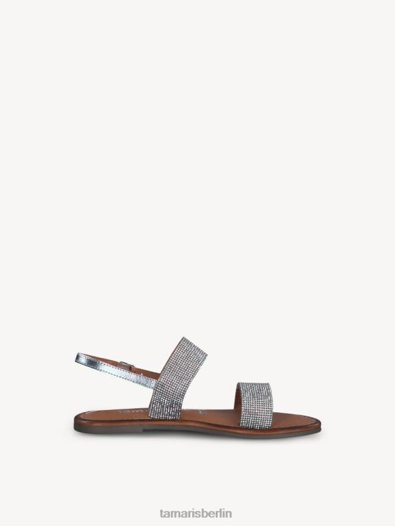 de Tamaris Frauen Ledersandale – Silber/Silberglam 0LHV41171 Schuhe
