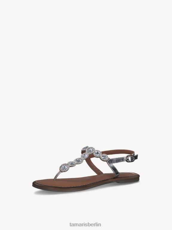 de Tamaris Frauen Ledersandale – Silber/Silberglam 0LHV42071 Schuhe