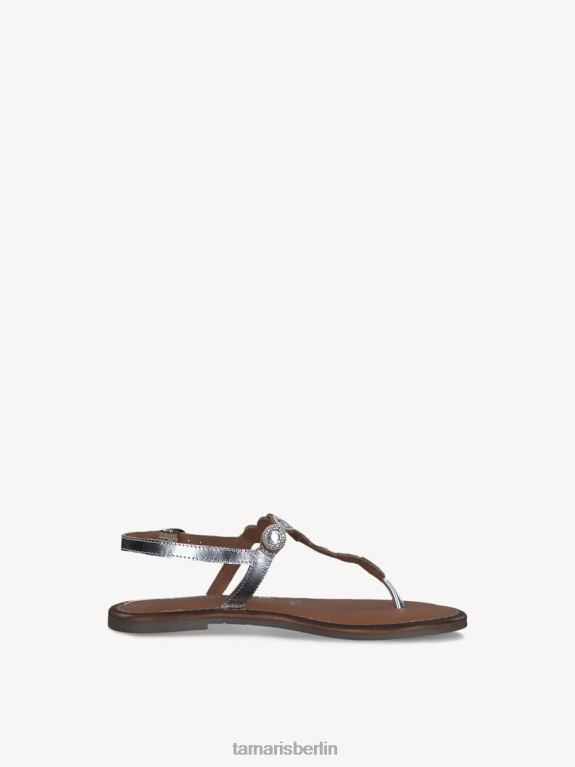 de Tamaris Frauen Ledersandale – Silber/Silberglam 0LHV42071 Schuhe