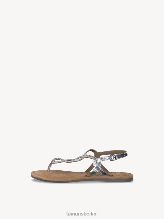 de Tamaris Frauen Ledersandale – Silber/Silberglam 0LHV42119 Schuhe