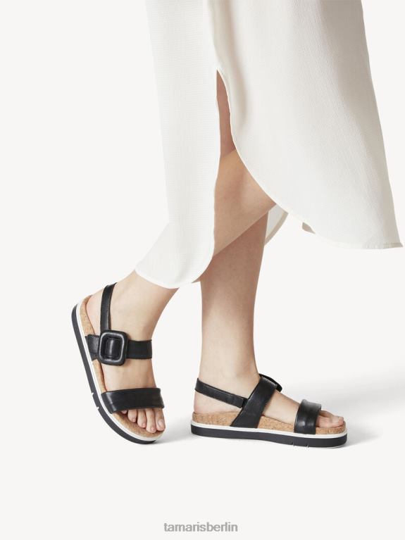 de Tamaris Frauen Ledersandale - schwarz 0LHV4341 Schuhe